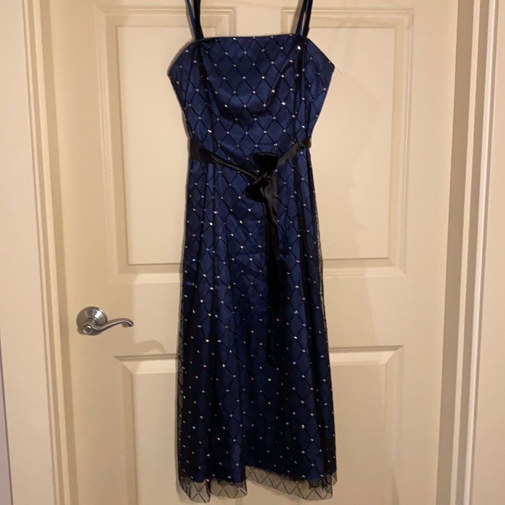 Adriana Papell Navy/Black Jewel Dress